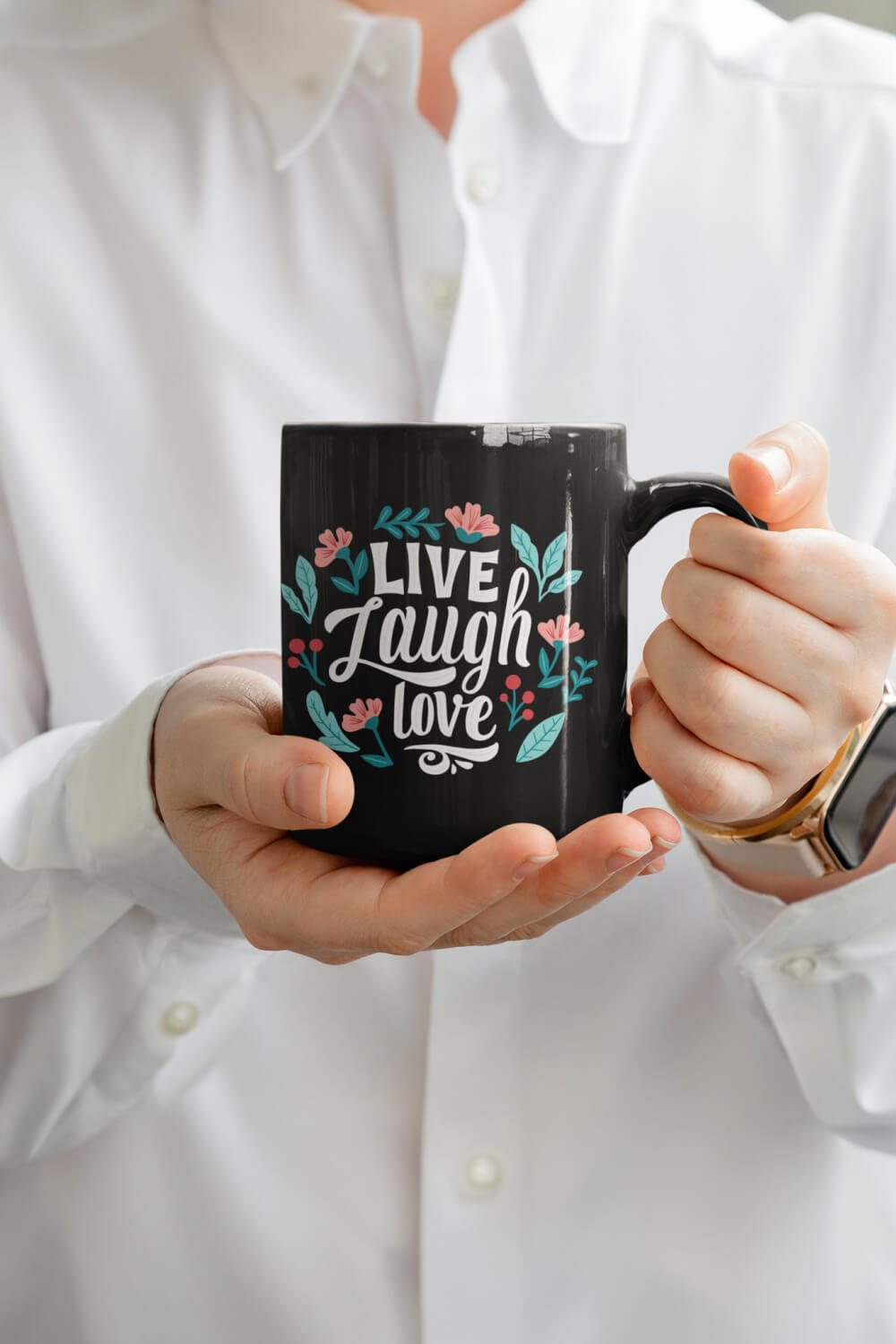 Live Laugh Love | Black Coffee Mug